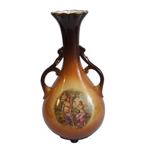 Antique USONA Goodwin Pottery Art Double Handled Victorian Portrait‎ Vase